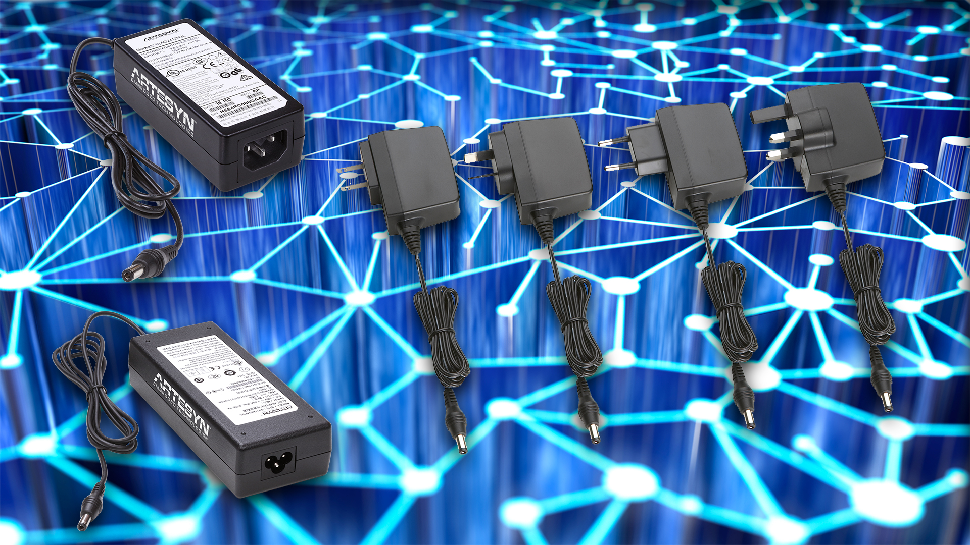 Power adapters meet DoE Level VI/COC Tier 2 standards Power