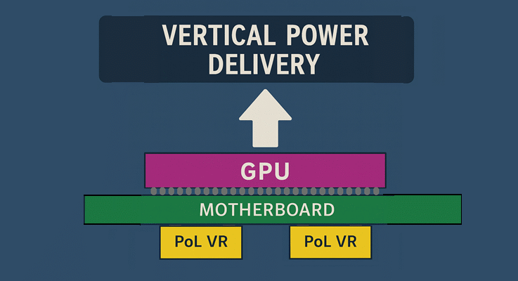 Vertical power delivery reduces losses in AI processor designs